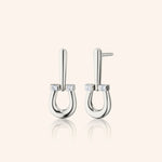 Monica Rich Kosann Earrings Monica Rich Kosann Sterling Silver Horseshoe Earrings with White Sapphires