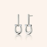 Monica Rich Kosann Earrings Monica Rich Kosann Sterling Silver Horseshoe Earrings with White Sapphires