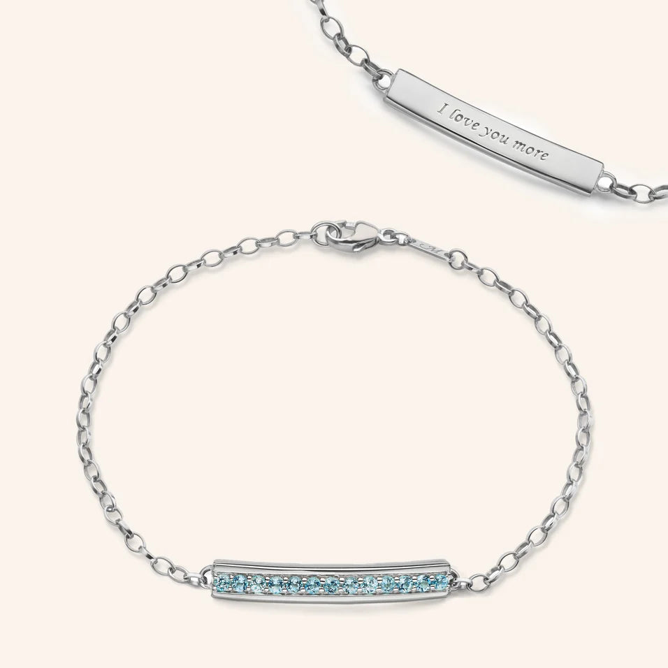 Monica Rich Kosann Bracelet Monica Rich Kosann Sterling Silver “I Love You More” Aquamarine Poesy Bracelet