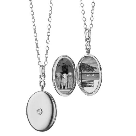 Monica Rich Kosann Necklaces and Pendants Monica Rich Kosann Sterling Silver Infinity Locket Necklace with a Rose Cut White Sapphire