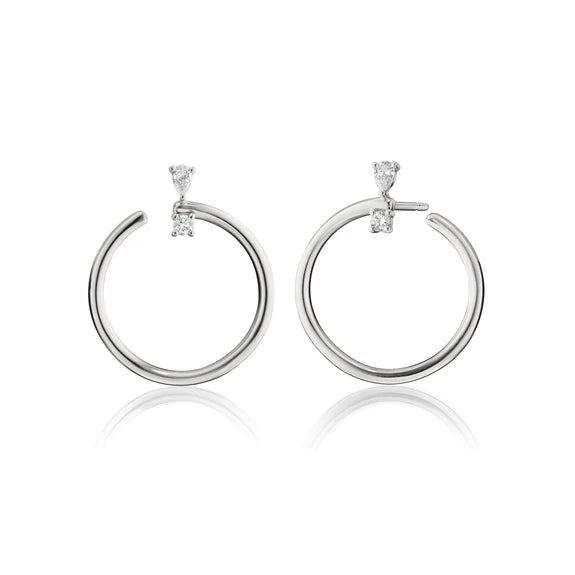 Monica Rich Kosann Earrings Monica Rich Kosann Sterling Silver Large Galaxy Hoop Earrings
