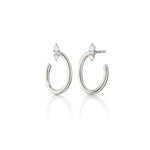 Monica Rich Kosann Earrings Monica Rich Kosann Sterling Silver Oval "Galaxy Wrap" Hoop Earrings with White Sapphires