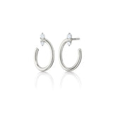 Monica Rich Kosann Earrings Monica Rich Kosann Sterling Silver Oval "Galaxy Wrap" Hoop Earrings with White Sapphires