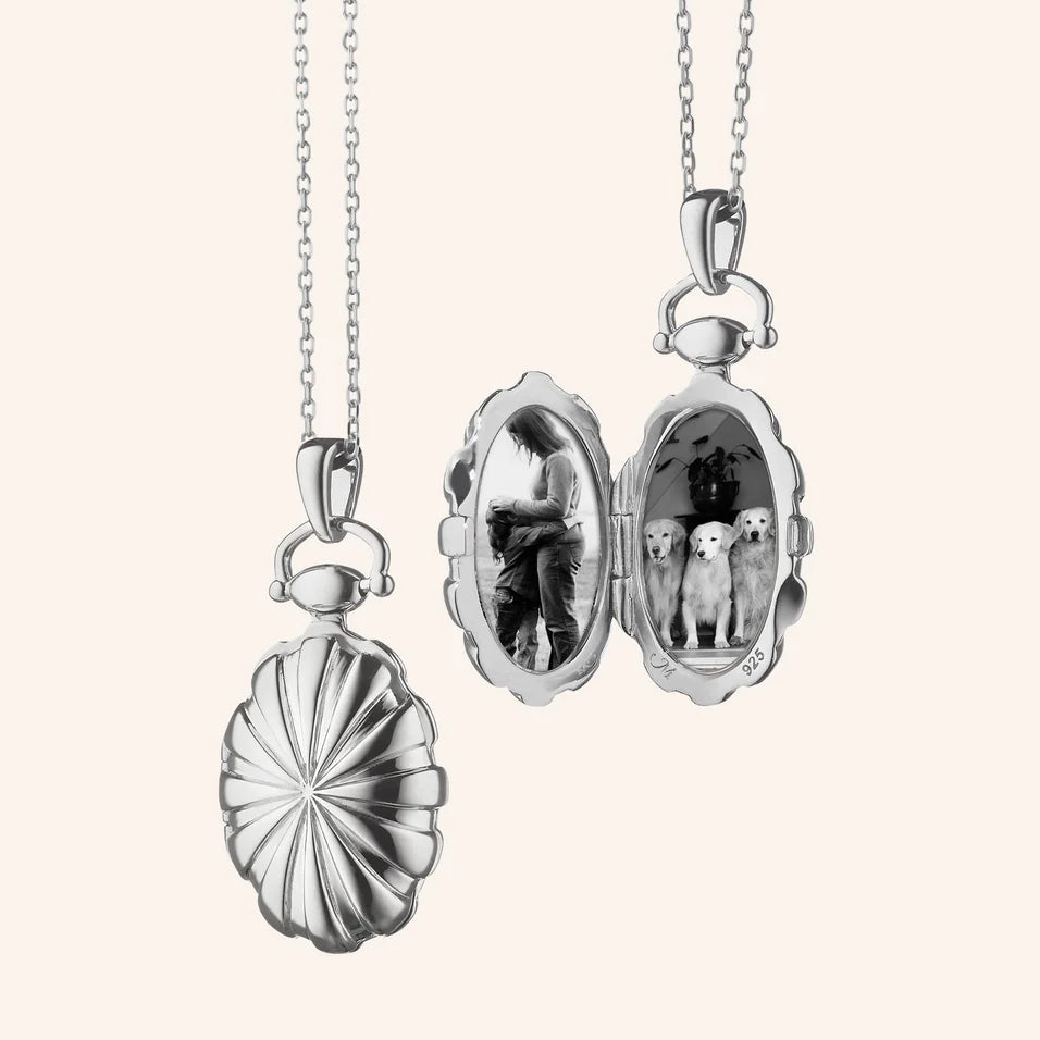 Monica Rich Kosann Necklaces and Pendants Monica Rich Kosann Sterling Silver Petite Sunburst Locket Necklace