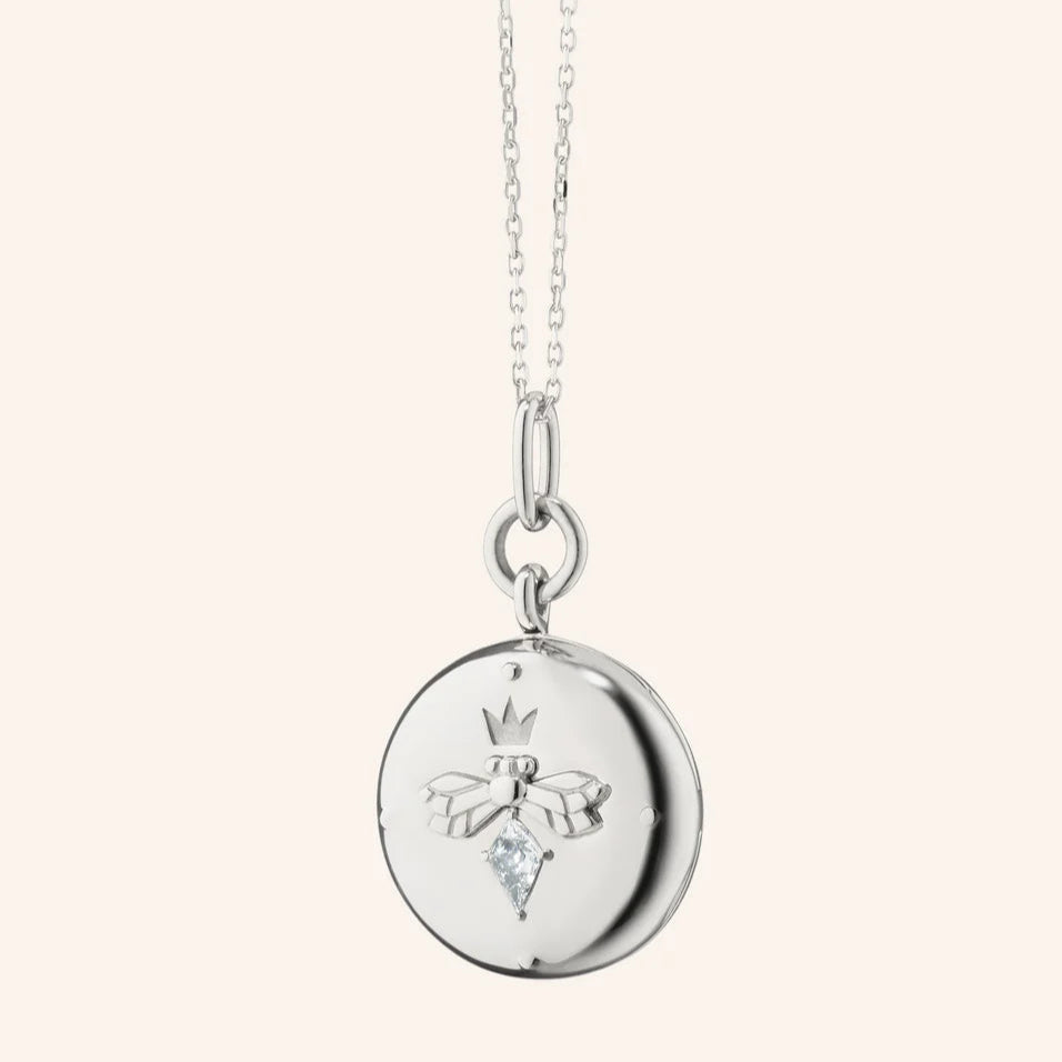 Monica Rich Kosann Necklaces and Pendants Monica Rich Kosann Sterling Silver Queen Bee Locket with White Sapphire
