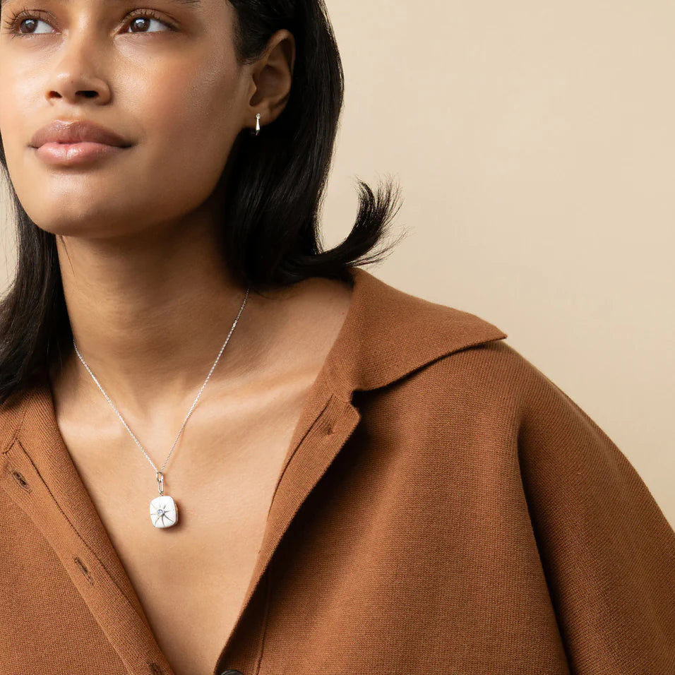 Monica Rich Kosann Lockets Monica Rich Kosann Sterling Silver Sapphire & Enamel Locket Necklace