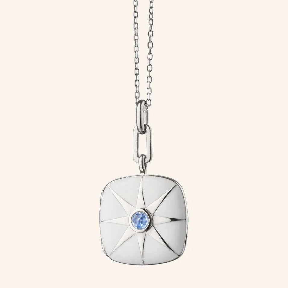 Monica Rich Kosann Lockets Monica Rich Kosann Sterling Silver Sapphire & Enamel Locket Necklace
