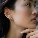 Monica Rich Kosann Earrings Monica Rich Kosann Sterling Silver Saturn Ring Earrings with Pavé White Sapphires