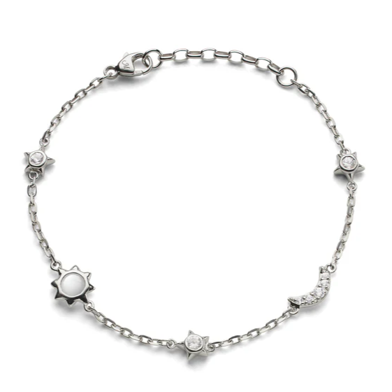 Monica Rich Kosann Bracelet Monica Rich Kosann Sterling Silver Sun, Moon and Stars Moonstone and White Sapphire Bracelet