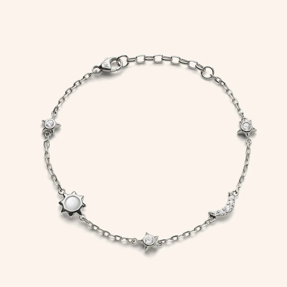 Monica Rich Kosann Bracelet Monica Rich Kosann Sterling Silver Sun, Moon and Stars Moonstone and White Sapphire Bracelet