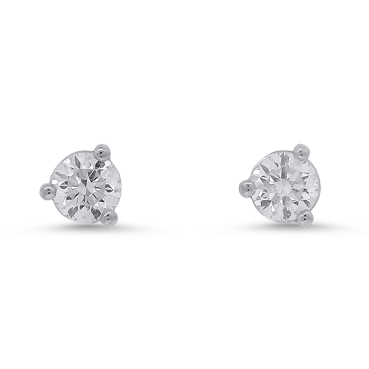 PAGE Estate Earrings 0.60ctw Estate Round Diamond Stud Earrings - White Gold