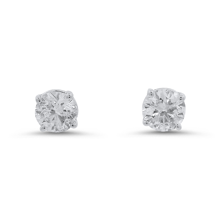 PAGE Estate Earrings 1.00ctw Estate Round Diamond Stud Earrings - White Gold