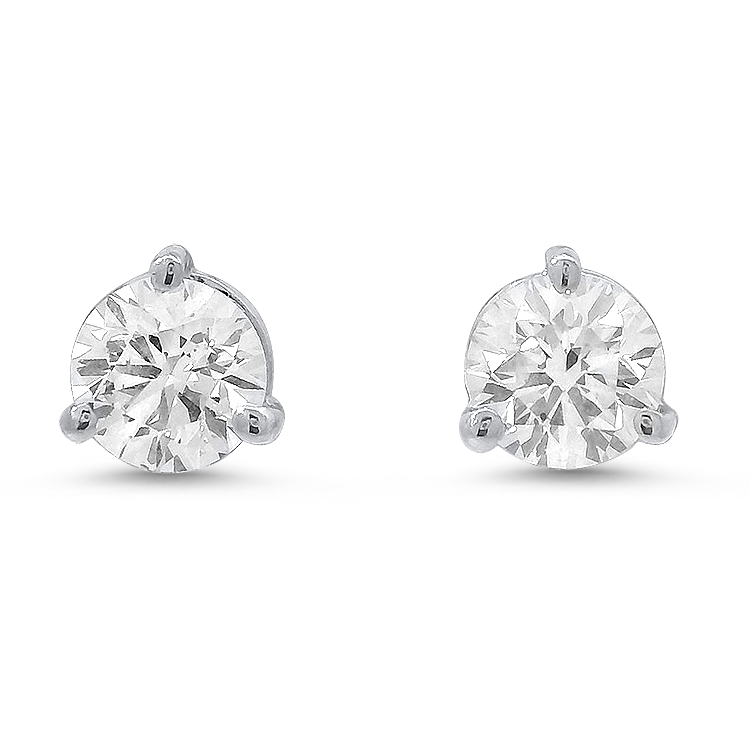 PAGE Estate Earrings 1.20cts Estate Kwiat Platinum Diamond Three-Prong Earrings