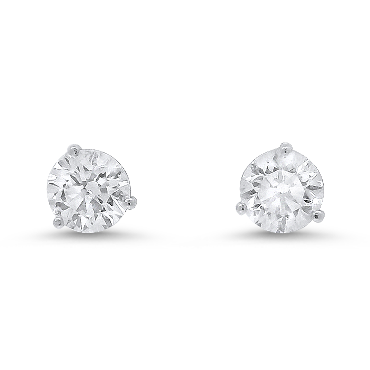 PAGE Estate Earrings 1.43ctw Estate Round Diamond Stud Earrings - White Gold