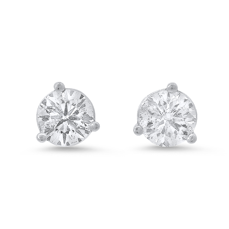 PAGE Estate Earring 1.70ctw Estate Martini Diamond Stud Earrings - White Gold