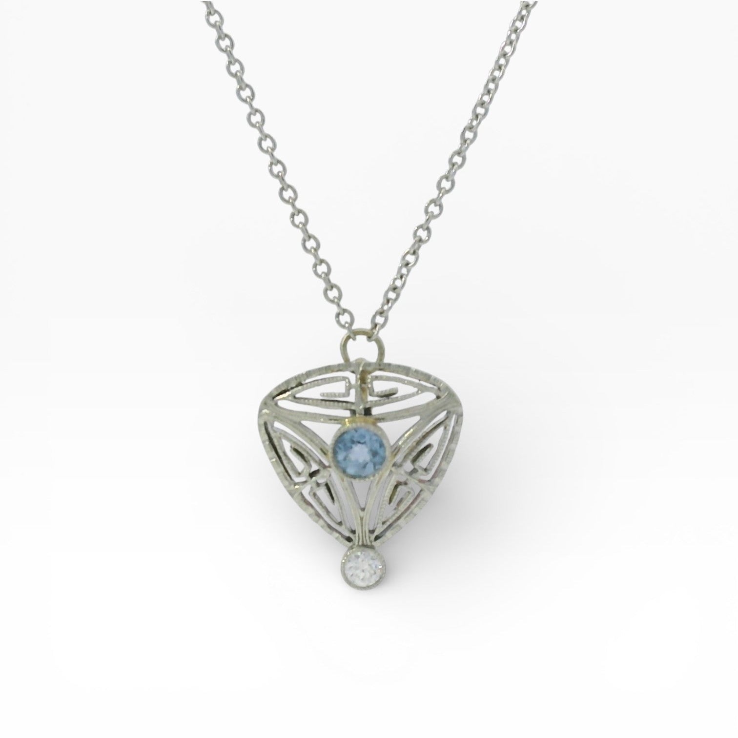 PAGE Estate Necklaces and Pendants 1870 Collection 14K Two-Tone Gold Art Deco Sapphire & Diamond Necklace