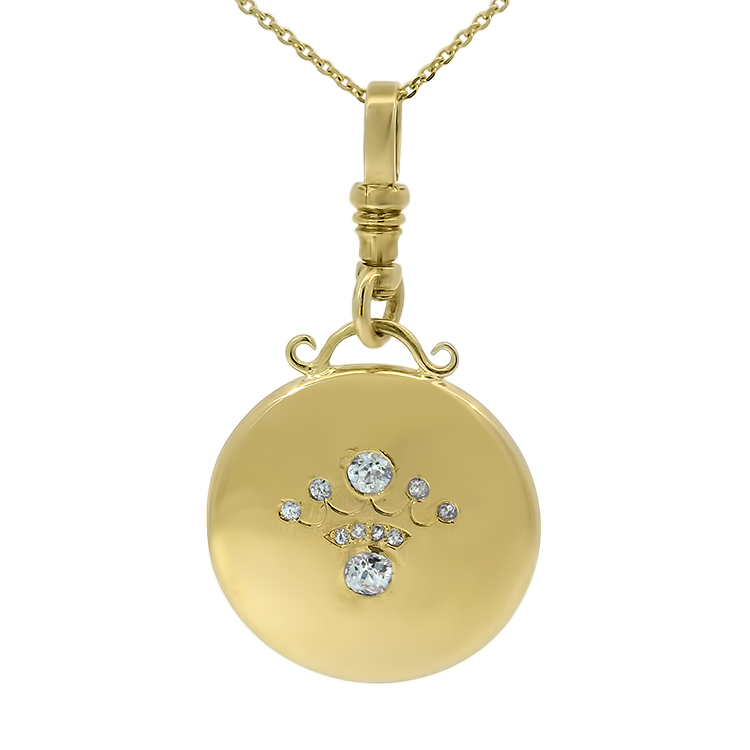 PAGE Estate Necklaces and Pendants 1870 Collection 14k Yellow Gold Diamond Crown Pendant