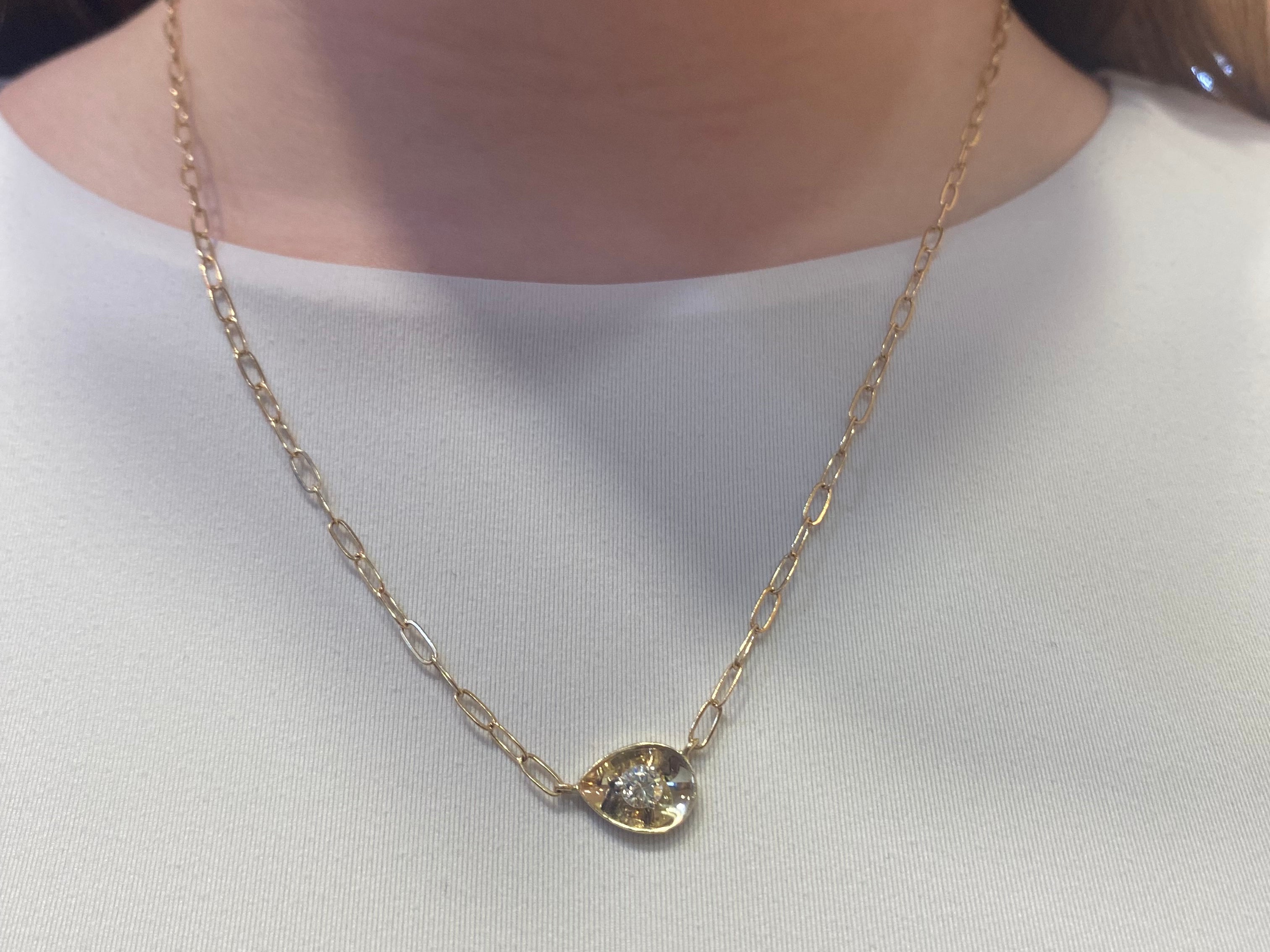 PAGE Estate Necklaces and Pendants 1870 Collection 14K Yellow Gold Diamond Pear Pendant Necklace