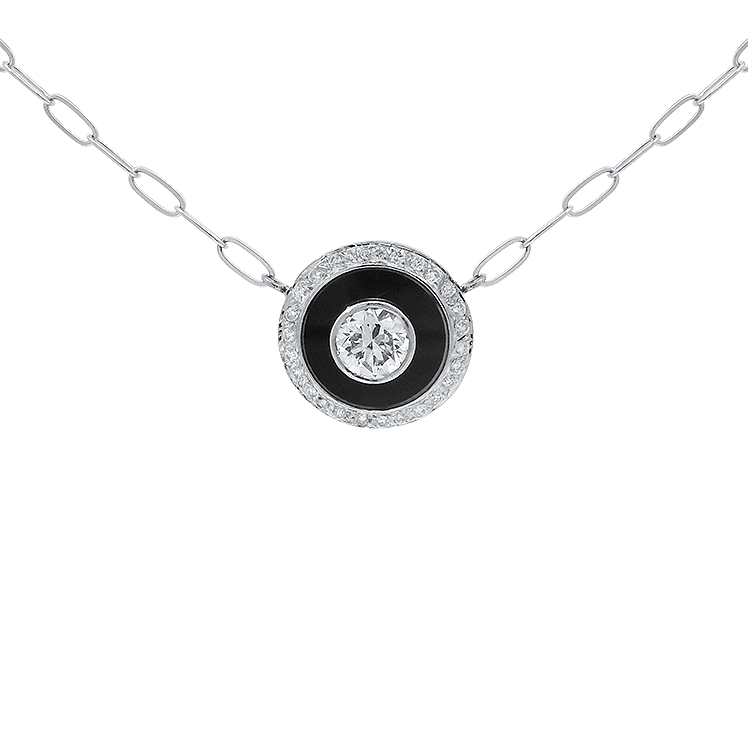 PAGE Estate Necklaces and Pendants 1870 Collection 18K & 14K White Gold Old European Cut Diamond Pendant Necklace