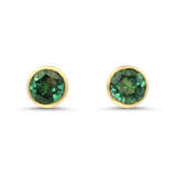 PAGE Estate Earring 1870 Collection 18k Yellow Gold Teal Tourmaline Stud Earrings