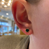 PAGE Estate Earrings 1870 Collection 18k Yellow Gold Teal Tourmaline Stud Earrings