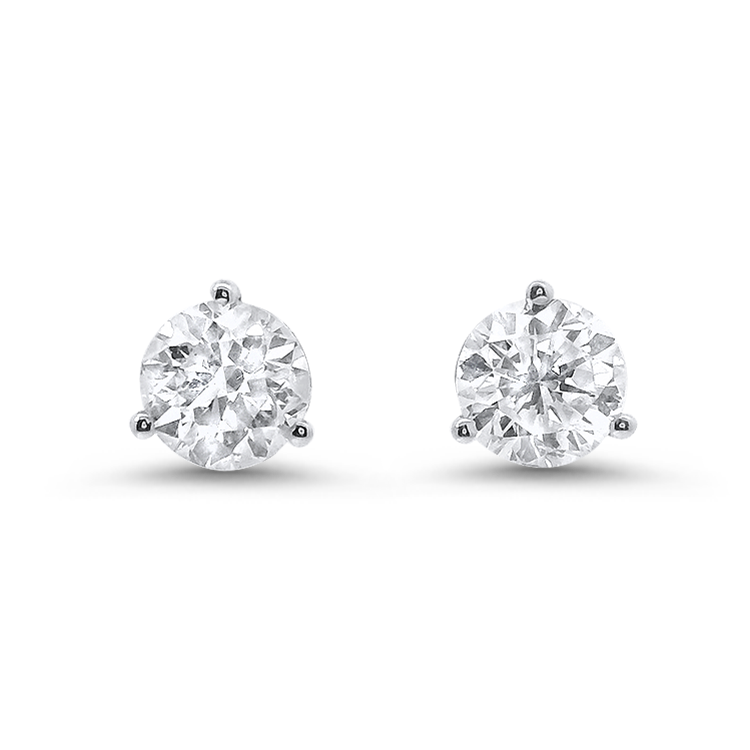 PAGE Estate Earrings 2.02ctw Estate Round Diamond Stud Earrings - White Gold