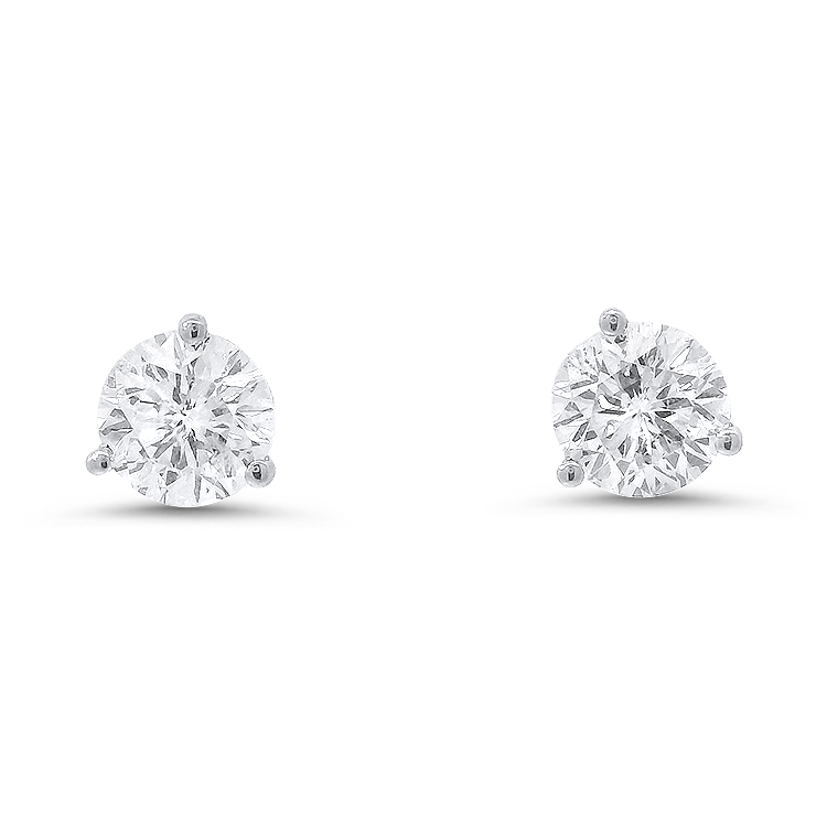 PAGE Estate 2.12cts Estate 14K White Gold Diamond Three-Prong Earrings