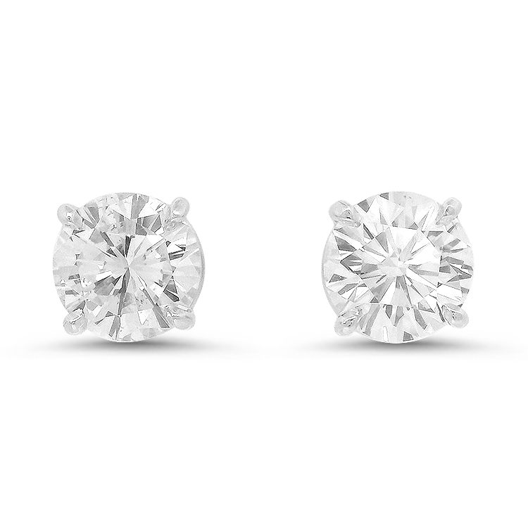 PAGE Estate Earrings 2.90ctw Estate Round Diamond Stud Earrings - White Gold