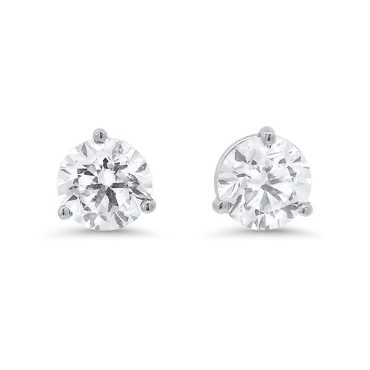 PAGE Estate Earring 3.01ctw Estate Martini Diamond Stud Earrings - White Gold