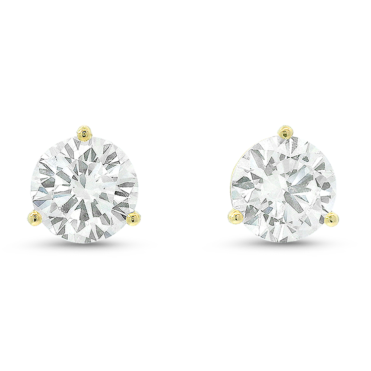 PAGE Estate Earrings 3.40cts Estate 14K Yellow Gold Diamond Three-Prong Earrings