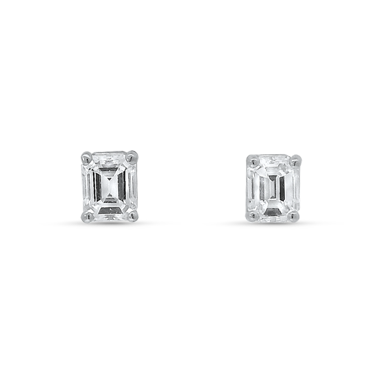 PAGE Estate Earrings .60ctw Estate Emerald-Cut Diamond Stud Earrings - White Gold
