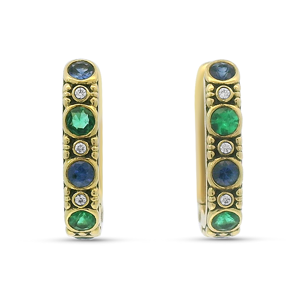 Alex Sepkus Estate 18K Yellow Gold Gemstone & Diamond Hoop