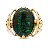 PAGE Estate Ring Antique 14k Yellow Gold Boulder Opal Ring 5.5