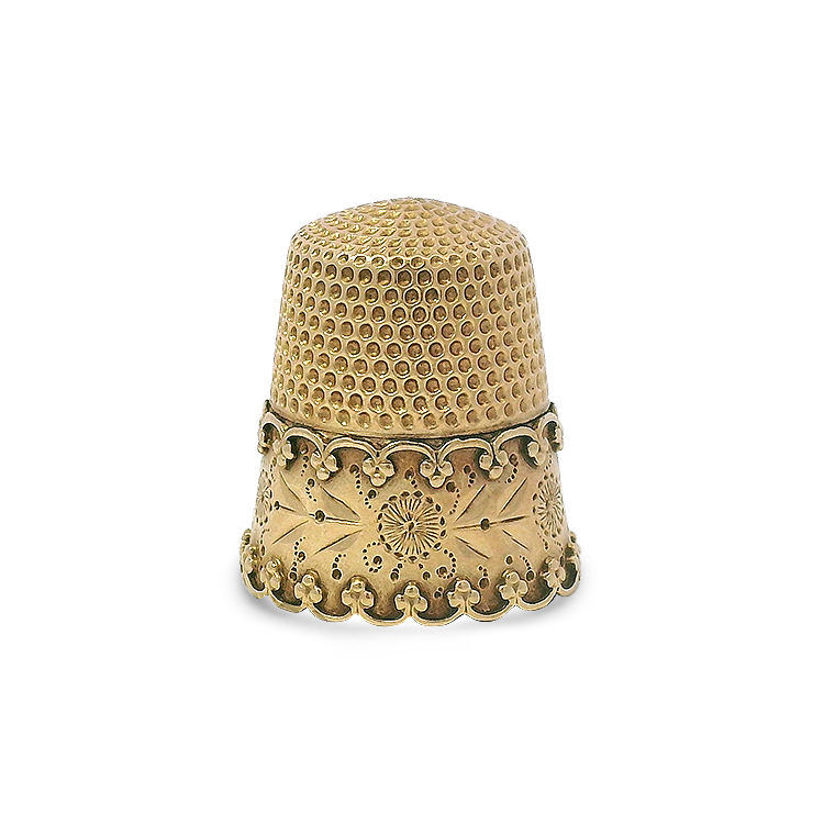 PAGE Estate Accessories Antique 14K Yellow Gold Floral Engraved Thimble, Dated 1909