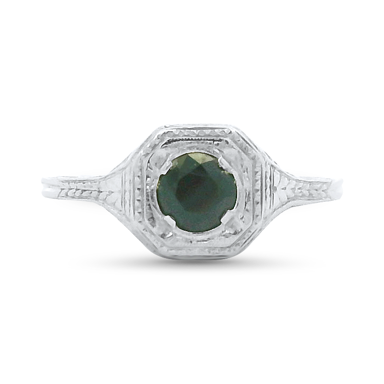 PAGE Estate Ring Antique-Style 18k White Gold Filigree Sapphire Ring 6