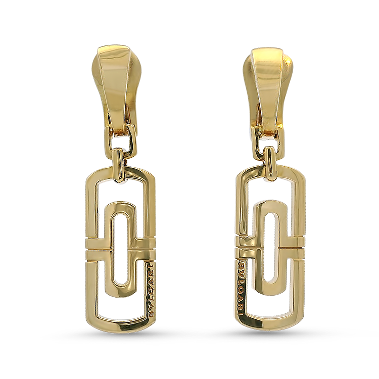 PAGE Estate Earrings Bvlgari Estate Parentesi 18K Yellow Gold Drop Earrings