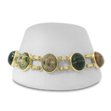 PAGE Estate Bracelet Cross Jewelers Estate 14k Yellow Gold Cabochon "Maine Coast" Beach Stone Bracelet