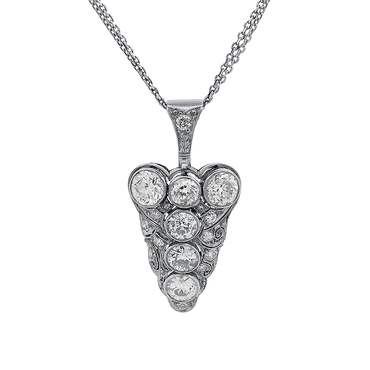 PAGE Estate Necklaces and Pendants Edwardian Platinum Diamond Arrowhead Pendant