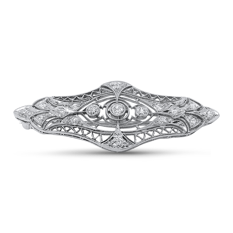 PAGE Estate Pins & Brooches Edwardian Platinum Diamond Brooch