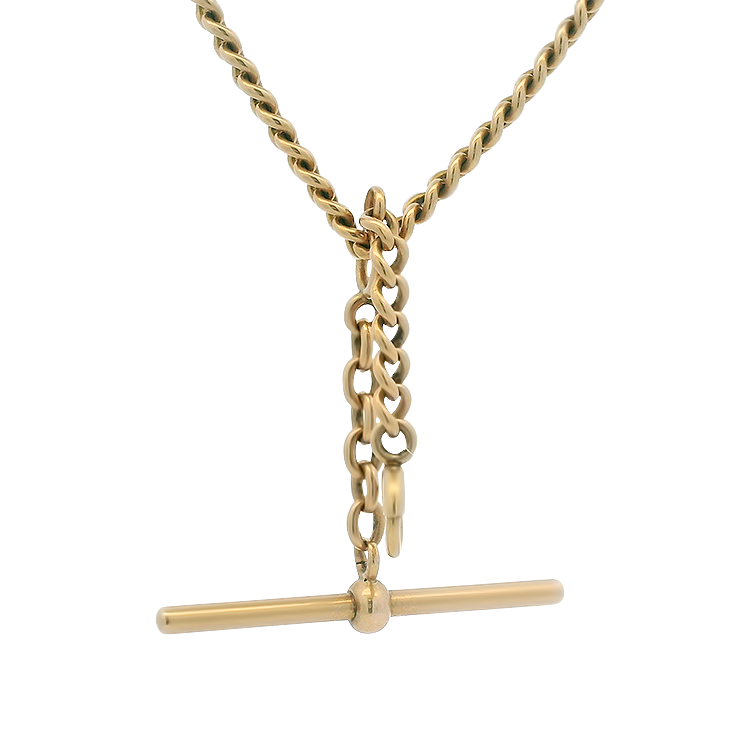PAGE Estate Necklaces and Pendants Estate 10k and 14k Yellow Gold Curb-Link Watch Chain–Style Necklace – 17"