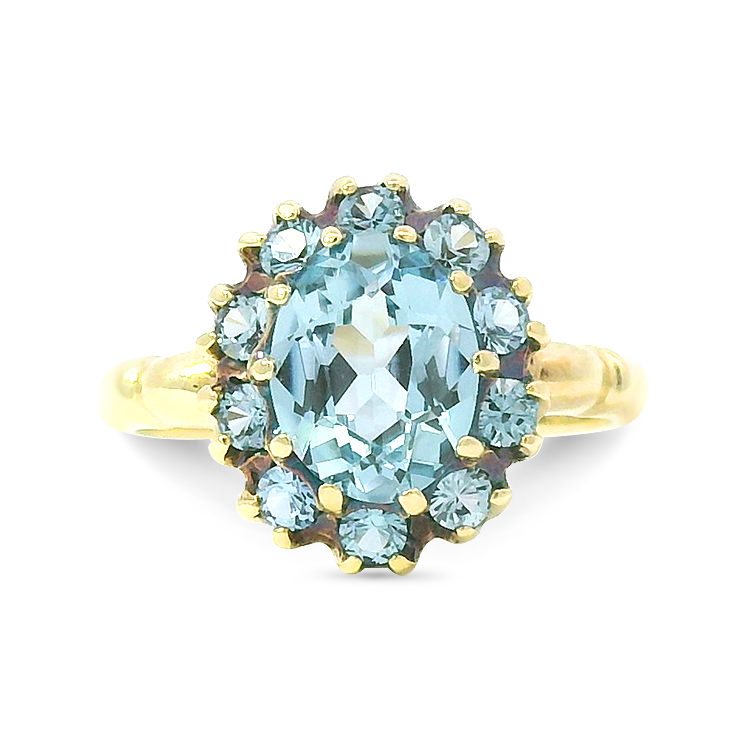 PAGE Estate Ring Estate 10k Yellow Gold Vintage Synthetic Spinel Halo Ring