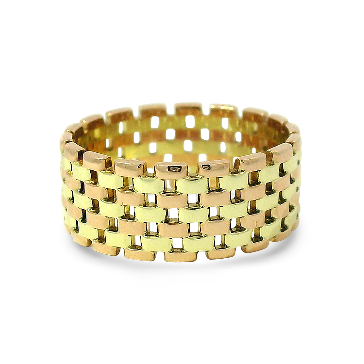 PAGE Estate Ring Estate 10K Yellow & Rose Gold Brick Link Ring 7.75