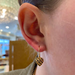 PAGE Estate Earrings Estate 14/18K Yellow Gold Ruby & Sapphire Heart Dangle Earrings