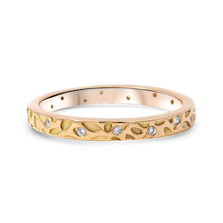 PAGE Estate Wedding Band Estate 14K Rose Gold Brown Diamond Band 6.25