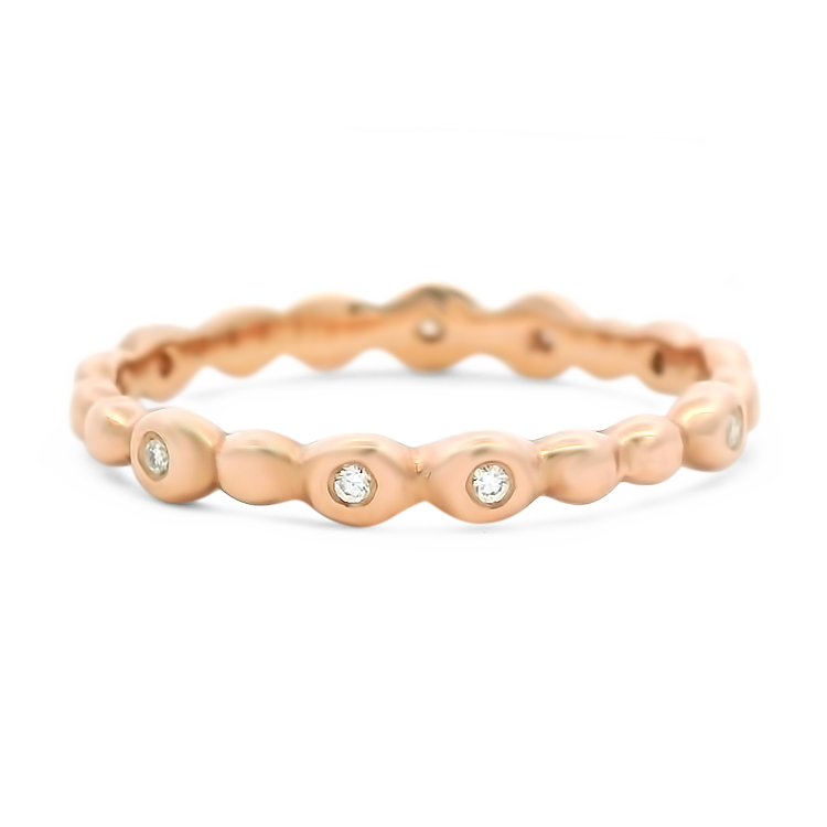 PAGE Estate Wedding Band Estate 14k Rose Gold Diamond Band 6.75