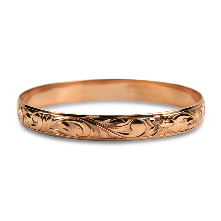 PAGE Estate Bracelet Estate 14K Rose Gold Hawaiian Bangle Bracelet