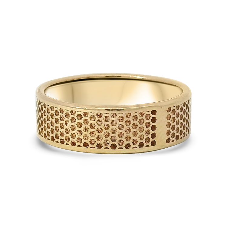 PAGE Estate Wedding Band Estate 14k Rose Gold Honeycomb Ring 7