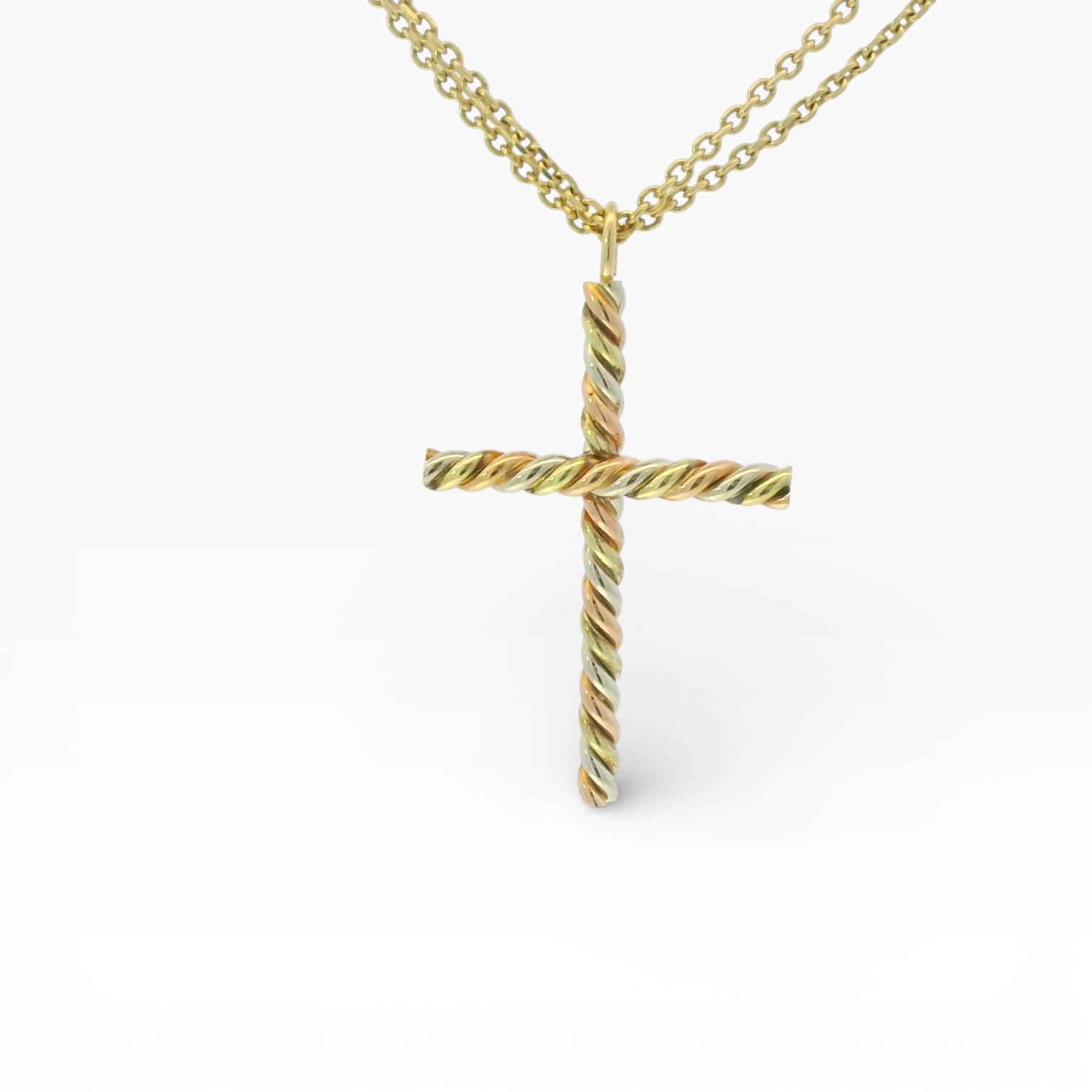 PAGE Estate Necklaces and Pendants Estate 14K Tri-Color Gold Twisted Cross Pendant