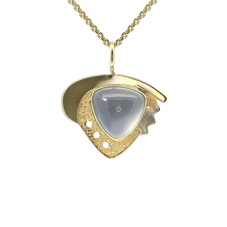 PAGE Estate Necklaces and Pendants Estate 14k Two-Tone Chalcedony Abstract Pendant