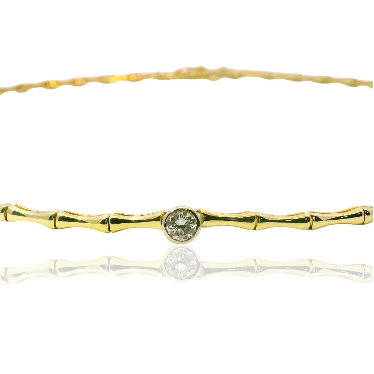 PAGE Estate Necklaces and Pendants Estate 14K Two-Tone Diamond Bamboo Necklace